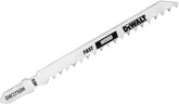 DEWALT DW3750H 4-Inch 6 TPI Fast Wood Cut HCS T-Shank Jig Saw Blade (5-Pack),Silver