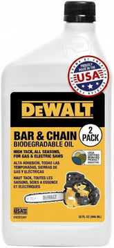 DEWALT – Biodegradable Bar & Chain Oil – Green, Eco-Friendly, Non-Toxic Professional Bar & Chainsaw Lubricant (32 oz (Case of 2))
