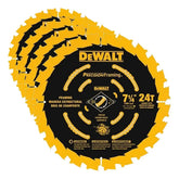 DEWALT Circular Saw Blade, 7 1/4 Inch, 24 Tooth, Framing (DW3599B10) (Pack of 4)
