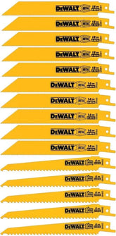 DEWALT Reciprocating Saw Blades, Bi-Metal, Tough Case Set, 15-Piece (DW4890)