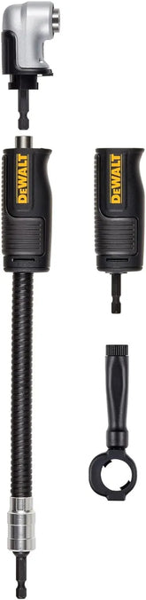 DEWALT Right Angle Drill Attachment, 12 in 90 Degree Drill Adapter, Compact 4-in-1 Modular FLEXTORQ Impact Ready Straight Flexible Shaft (DWAMRASETFT)