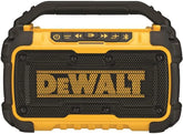 DEWALT 20V MAX Bluetooth Speaker, 100 ft Range, Durable for Jobsites, Phone Holder Included, Lasts 8-10 Hours with Single Charge (DCR010), Black Yellow