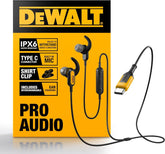 DEWALT Heavy Duty Jobsite USB C Headphones for iPad/iPhone 17/16/15 Pro Max, Corded Type C Earphones USBC Ear Buds Wired w/Microphone Volume Control Module, Compatible w/MacBook Samsung S23 Ultra