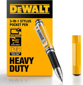 DEWALT Heavy Duty 3-in-1 Mini Stylus Pocket Pen, Tablet Pens for iPad, EDC Touch Screen Pens, Ballpoint w/Touchscreen Tip, Keypad Tip, Compatible iPhone Stylus Pen, Extra Ink Cartridge