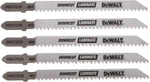 DEWALT DW3762H 4" 10TPI Laminate Down Cutting HSC T-Shank Jig Saw Blade, Pack of 5