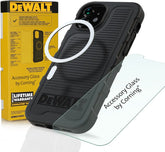 DEWALT Heavy Duty Phone Case/Screen Protector Kit, Magnetic Case for iPhone 13 Pro Max, Tempered Glass Screen Protector Included, MagSafe Compatible, Protective Impact & Scratch Resistant, Black