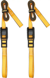 DEWALT DXBC90045 Black/Yellow 1" x 10’ Premium Lashing Straps - 500 LBS Safe Working Load / 1,500 LBS Break Strength, 2 Pack