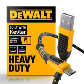 DEWALT Heavy Duty USB to Micro-USB Cable, Jobsite Micro USB Connector Cable, High Speed Charging Cord for Compatible Android Phones, Cameras, Legacy Devices, 10 ft (Black)