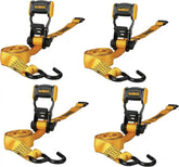 DEWALT DXBC18004 Black/Yellow 1.25" x 12' Ratchet Tie Down Straps - Light-Weight Cargo Hauling (1800 lb Break Strength), 4 Pack