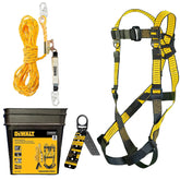 DEWALT Rooftop Safety kit with D1000 Harness with Pass-Thru Chest and Leg Buckles, 50' Vertical Lifeline w/Rope Adjustor and Reusable Rooftop Anchor