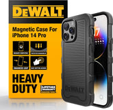 DEWALT Heavy Duty Strong Magnetic for iPhone 14 Pro Case Fits MagSafe, Drop Resistant Impact Protective Back Cover, Shockproof Slim Fit for iPhone 14 Pro Phone Case, Matte Black