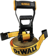 DEWALT DXBC10000F Black/Yellow 2" x 27' Ratchet Tie Down Strap with Flat Hook - Heavy-Duty Cargo Hauling (10,000 lb Break Strength)