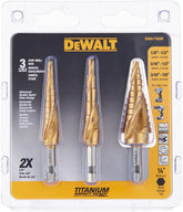 DEWALT Step Drill Bit Set:3 Piece, Titanium Nitride Coated, 31 Hole Sizes, 1/8 in to 7/8 in, 1/4 in Shank Hex Size (DWA1790IR)