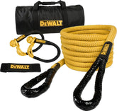 DEWALT DXBC90006 Black/Yellow 7/8" x 30' Heavy Duty Kinetic Tow Rope Recovery Kit with 2 Soft Shackles (29,300 lb Break Strength)