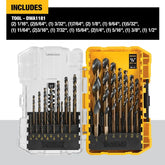 DEWALT Drill Bit Set, 21-Piece, 135 Degree Split Point, 31 Degree Helix, Black Oxide Coated, for Plastic, Wood and Metal (DWA1181) (Pack of 5)