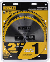 DEWALT Miter Saw Blade, 80 Tooth, 12 Inch, 2 Pack, Stainless Steel (DW3128P5D80I)