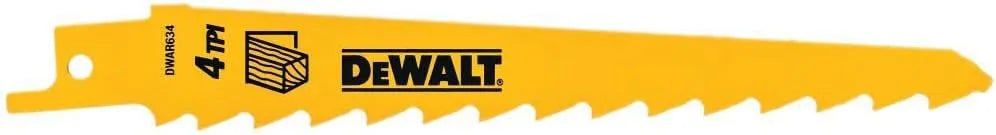 DEWALT Reciprocating Saw Blades, Taper Back, 6-Inch, 3 TPI, 5-Pack (DW4801)