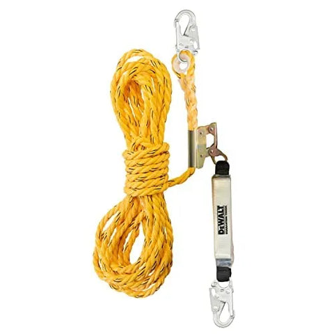 DEWALT Rooftop Safety kit with D1000 Harness with Pass-Thru Chest and Leg Buckles, 50' Vertical Lifeline w/Rope Adjustor and Reusable Rooftop Anchor