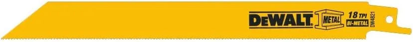 DEWALT Reciprocating Saw Blades, Straight Back, Bi-Metal, 8-Inch, 18 TPI, 5-Pack (DW4821)