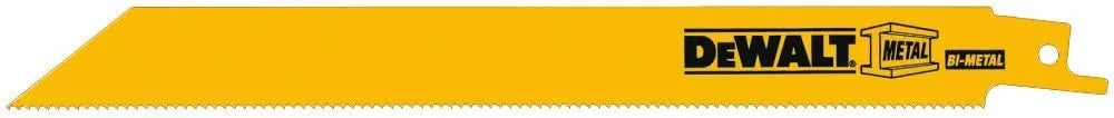 DEWALT DW4809B 8-Inch 14 TPI Straight Back Heavy-Gauge Bi-Metal Reciprocating Saw Blade, 100-Pack