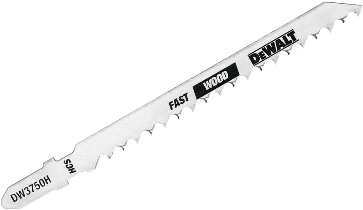 DEWALT DW3750H 4-Inch 6 TPI Fast Wood Cut HCS T-Shank Jig Saw Blade (5-Pack),Silver