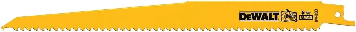 DEWALT Reciprocating Saw Blades, Tapered Back, Bi-Metal, 9-Inch 6-TPI, 5-Pack (DW4803)