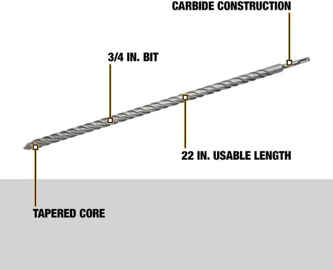 DEWALT DW5457 3/4-Inch by 22-Inch by 24-Inch Rock Carbide SDS Plus Hammer Bit