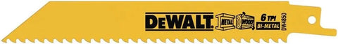 DEWALT Reciprocating Saw Blades, Straight Back, 6-Inch, 6 TPI, 5-Pack (DW4850) , Yellow