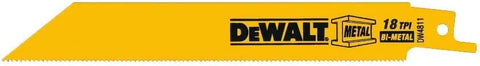 DEWALT DW4811 6-Inch 18 TPI Straight Back Bi-Metal Reciprocating Blade (5-pack)