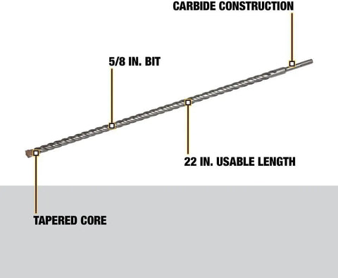 DEWALT DW5449 5/8-Inch by 22-Inch by 24-Inch ROCK CARBIDE SDS Plus Hammer Bit