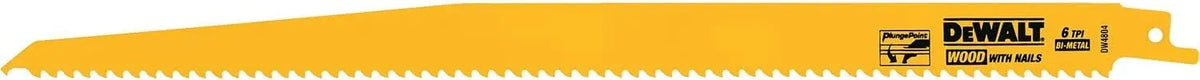 DW4804 6 TPI Taper Back Bi-Metal Reciprocating Saw Blade, 12"