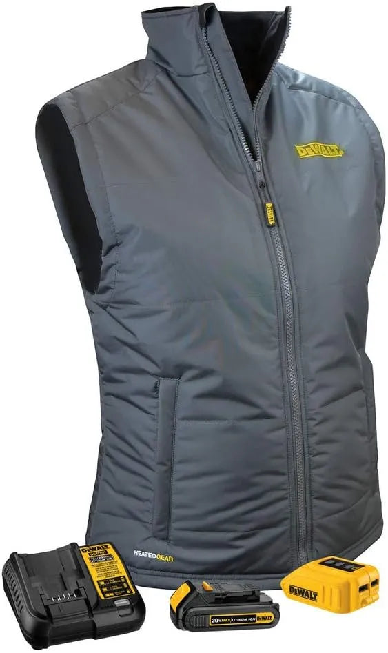 DEWALT DCHVL10C1-M Women's Heated Quilted Vest, Gray, Medium