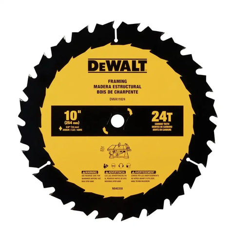 DEWALT 10 in. 24 Tooth General Purpose Saw Blade, Ultra Sharp Carbide Table Saw Blade (DWA11024)