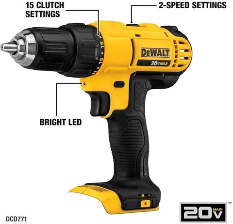 DEWALT 20V MAX Cordless Drill and Impact Driver, Power Tool Combo Kit , Includes 2 Batteries, Charger and Bag (DCK240C2)