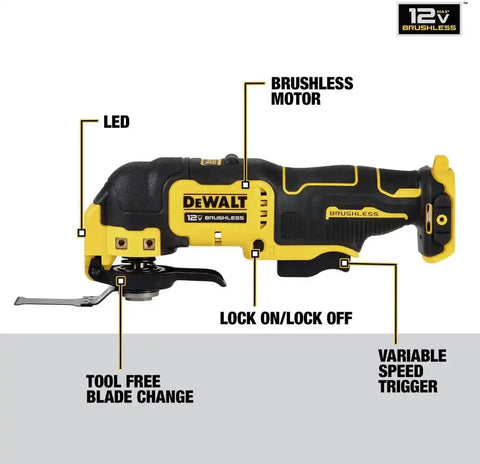 DEWALT XTREME 12V MAX Brushless Cordless Oscillating Tool with Blades and Adaptor, Bare Tool Only (DCS353B)