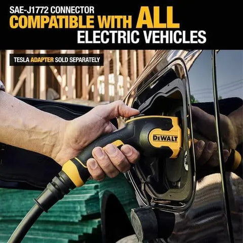 DEWALT Electric Vehicle Level 2 EV Charger up to 40 Amps 240V, App Control Bluetooth & Wi-Fi, CSA Certified Indoor/Outdoor NEMA 14-50 Plug Wall Mounted Charging Station with 25 ft. Cable
