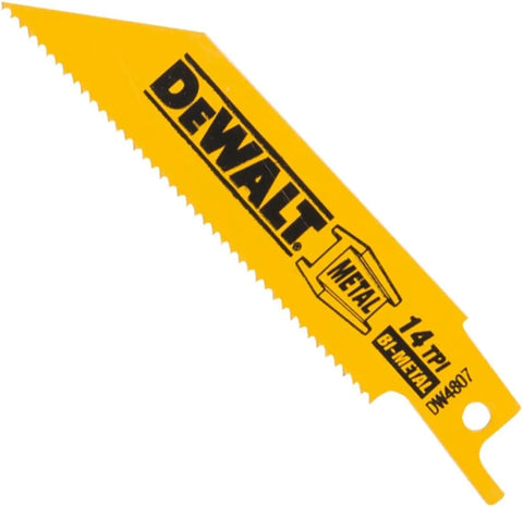 DEWALT Reciprocating Saw Blades, Straight Back, 4-Inch, 14 TPI, 5-Pack (DW4807) , Yellow
