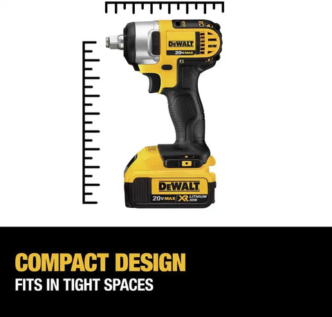 DEWALT 20V MAX* Cordless Impact Wrench Kit with Hog Ring, 1/2-Inch (DCF880HM2), Yellow