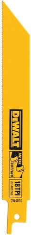 DEWALT Reciprocating Saw Blades, Straight Back, 4-Inch, 18 TPI, 5-Pack (DW4810)