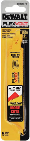 DEWALT DWAFV481418 FLEXVOLT 14/18 TPI Metal Recip Saw Blade (5 Pack), 8"