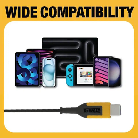 DEWALT Heavy Duty Jobsite USB C Headphones for iPad/iPhone 17/16/15 Pro Max, Corded Type C Earphones USBC Ear Buds Wired w/Microphone Volume Control Module, Compatible w/MacBook Samsung S23 Ultra