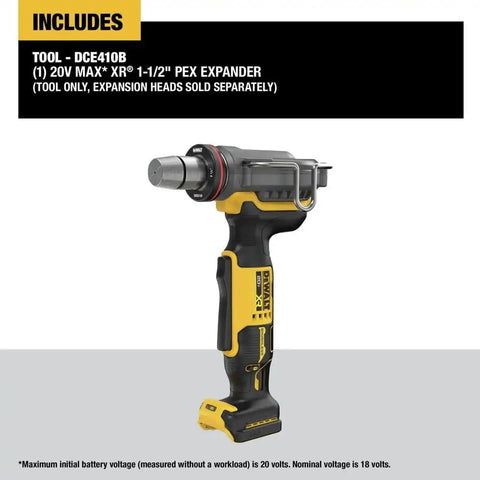 DEWALT 20V MAX XR PEX Expander Tool, 3/8" to 1-1/2" Expansion, Bare Tool Only (DCE410B)