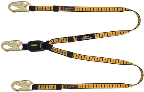 DEWALT 6 Ft. Lanyard, Twin, External Absorber, with Snap Hooks on Both Ends