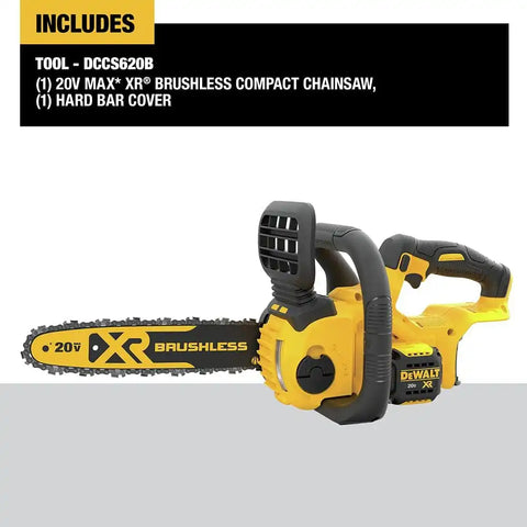 DEWALT DCCS620B 20V Max Compact Cordless Chainsaw with Brushless Motor, Tool Only