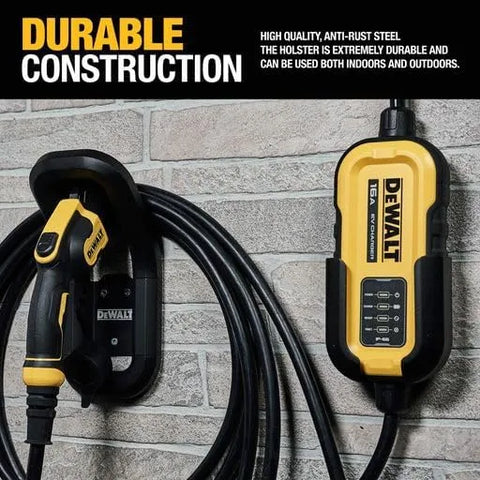 DEWALT Wall Mount Bracket for Electric Vehicle (EV) Charger, for Charging Handle and Control Box, Integrated Cable Organizer, Compatible 16 and 32 Amp Portable EV Chargers