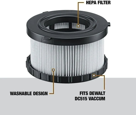 DEWALT Replacement HEPA Filter For DC515 (DC5151H), Whites