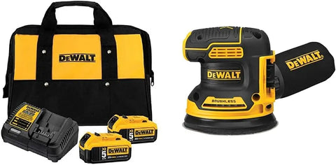 DEWALT 20V MAX Battery Starter Kit with 2 Batteries, 5.0Ah (DCB205-2CK) 20V MAX Orbital Sander, Tool Only (DCW210B)
