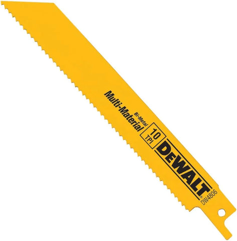 DEWALT Reciprocating Saw Blades, Straight Back, 6-Inch, 10 TPI, 5-Pack (DW4806) , Yellow