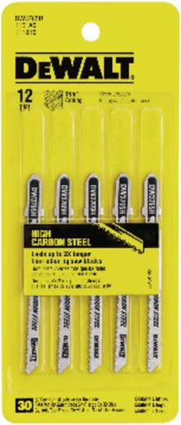 DEWALT DW3765H 3-Inch 12 TPI Trim/Coping HCS T-Shank Jig Saw Blade (5-Pack)