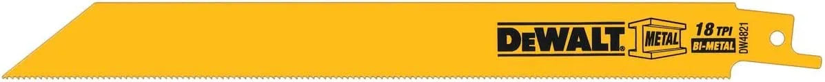 DEWALT Reciprocating Saw Blades, Straight Back, 8-Inch, 18 TPI, 100-Pack (DW4821B)